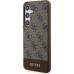 Guess PU 4G Stripe Zadní Kryt pro Samsung Galaxy S24+ Brown