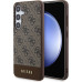 Guess PU 4G Stripe Zadní Kryt pro Samsung Galaxy S24+ Brown