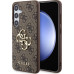 Guess PU 4G Metal Logo Zadní Kryt pro Samsung Galaxy S24 Brown