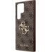 Guess PU 4G Metal Logo Zadní Kryt pro Samsung Galaxy S24 Ultra Brown