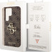 Guess PU 4G Metal Logo Zadní Kryt pro Samsung Galaxy S24 Ultra Brown