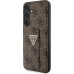 Guess PU Grip Stand 4G Strass Triangle Metal Logo Zadní Kryt pro Samsung Galaxy S24+ Brown