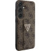 Guess PU Grip Stand 4G Strass Triangle Metal Logo Zadní Kryt pro Samsung Galaxy S24+ Brown