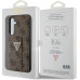 Guess PU Grip Stand 4G Strass Triangle Metal Logo Zadní Kryt pro Samsung Galaxy S24+ Brown