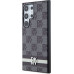 DKNY PU Leather Checkered Pattern and Stripe Zadní Kryt pro Samsung Galaxy S24 Ultra Black