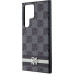 DKNY PU Leather Checkered Pattern and Stripe Zadní Kryt pro Samsung Galaxy S24 Ultra Black