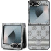 DKNY PU Leather Checkered Pattern and Stripe Zadní Kryt pro Samsung Galaxy Z Flip6 Beige