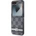 DKNY PU Leather Checkered Pattern and Stripe Zadní Kryt pro Samsung Galaxy Z Flip6 Black