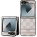 DKNY PU Leather Checkered Pattern and Stripe Zadní Kryt pro Samsung Galaxy Z Flip6 Pink