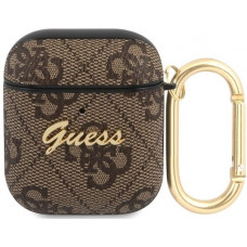 Guess 4G Script PC/PU Pouzdro pro Airpods 1/2 Brown