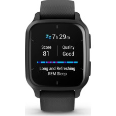 Garmin Venu Sq 2 Music Edition Slate Aluminum Bezel with Black Case and Silicone Band