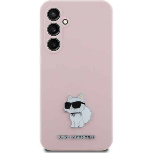 Karl Lagerfeld Liquid Silicone Metal Choupette Zadní Kryt pro Samsung Galaxy S23 FE Pink