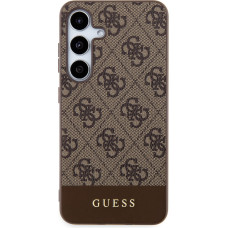 Guess PU 4G Stripe Zadní Kryt pro Samsung Galaxy S24+ Brown