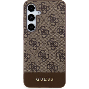 Guess PU 4G Stripe Zadní Kryt pro Samsung Galaxy S24+ Brown