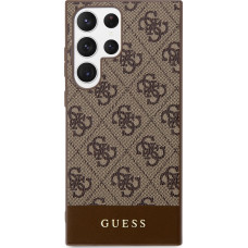 Guess 4G Stripe Zadní Kryt pro Samsung Galaxy S24 Ultra Brown