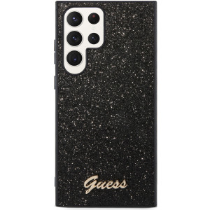 Guess PC/TPU Glitter Flakes Metal Logo Zadní Kryt pro Samsung Galaxy S24 Ultra Black