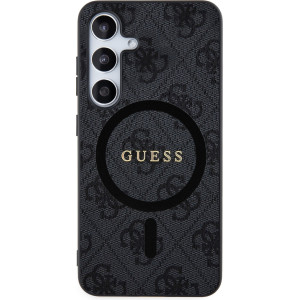 Guess PU Leather 4G Colored Ring MagSafe Zadní Kryt pro Samsung Galaxy S24 Black