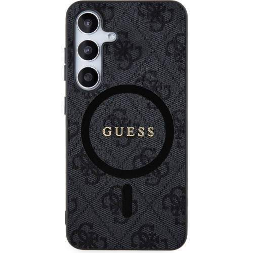 Guess PU Leather 4G Colored Ring MagSafe Zadní Kryt pro Samsung Galaxy S24 Black