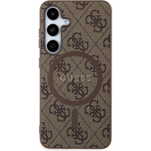 Guess PU Leather 4G Colored Ring MagSafe Zadní Kryt pro Samsung Galaxy S24 Brown