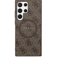 Guess PU Leather 4G Colored Ring MagSafe Zadní Kryt pro Samsung Galaxy S24 Ultra Brown