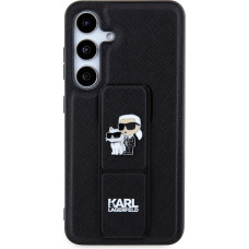 Karl Lagerfeld Saffiano Grip Stand Metal Logo Zadní Kryt pro Samsung Galaxy S24 Black