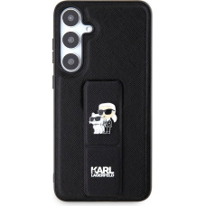 Karl Lagerfeld Saffiano Grip Stand Metal Logo Zadní Kryt pro Samsung Galaxy S24+ Black