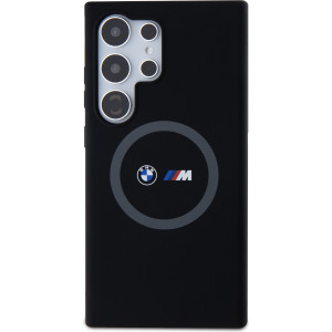 BMW M Printed Round and Logo Magsafe Silikonový Kryt pro Samsung Galaxy S24 Ultra Black