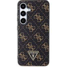 Guess PU Leather 4G Triangle Metal Logo Zadní Kryt pro Samsung Galaxy S24+ Black