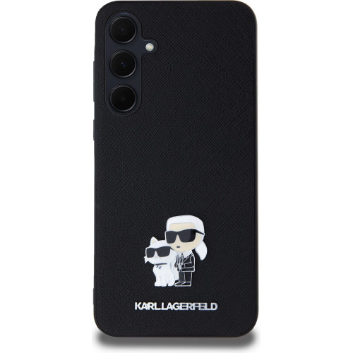 Karl Lagerfeld PU Saffiano Metal Karl and Choupette Zadní Kryt pro Samsung Galaxy A35 5G Black