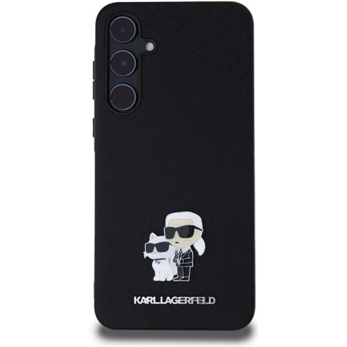 Karl Lagerfeld PU Saffiano Metal Karl and Choupette Zadní Kryt pro Samsung Galaxy A55 5G Black