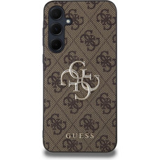 Guess PU 4G Metal Logo Zadní Kryt pro Samsung Galaxy A35 5G Brown