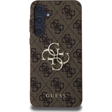 Guess PU 4G Metal Logo Zadní Kryt pro Samsung Galaxy A55 5G Brown