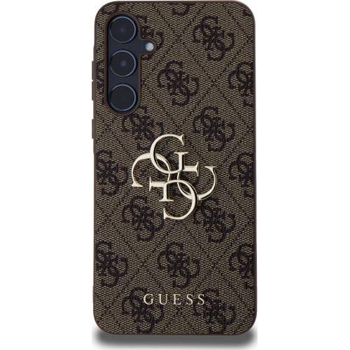 Guess PU 4G Metal Logo Zadní Kryt pro Samsung Galaxy A55 5G Brown