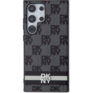 DKNY PU Leather Checkered Pattern and Stripe Zadní Kryt pro Samsung Galaxy S24 Ultra Black