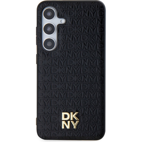 DKNY PU Leather Repeat Pattern Stack Logo Magsafe Zadní Kryt pro Samsung Galaxy S24 Black