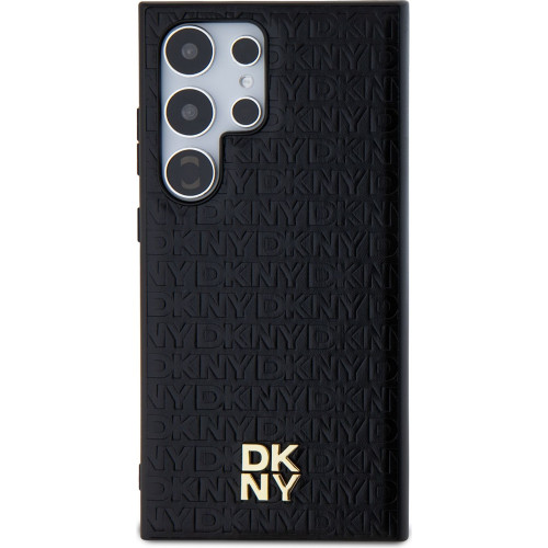 DKNY PU Leather Repeat Pattern Stack Logo Magsafe Zadní Kryt pro Samsung Galaxy S24 Ultra Black