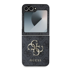 Guess PU 4G Metal Logo Zadní Kryt pro Samsung Galaxy Z Flip6 Grey