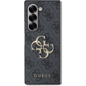 Guess PU 4G Metal Logo Zadní Kryt pro Samsung Galaxy Z Fold6 Grey