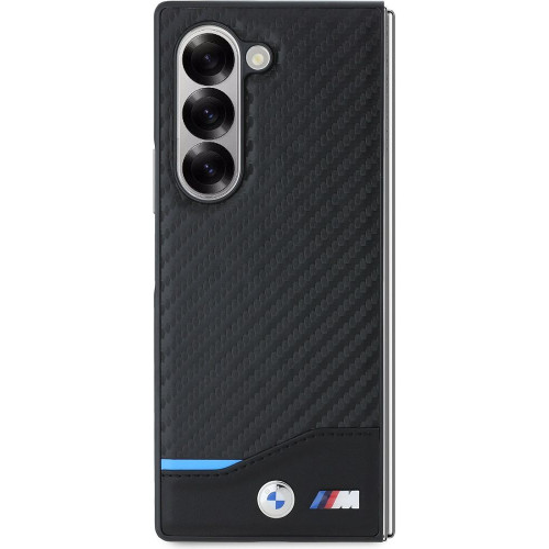 BMW M PU Carbon Blue Line Zadní Kryt pro Samsung Galaxy Z Fold6 Black