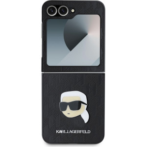 Karl Lagerfeld PU Saffiano Monogram Karl Head Zadní Kryt pro Samsung Galaxy Z Flip6 Black