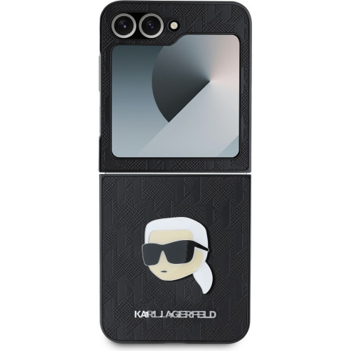 Karl Lagerfeld PU Saffiano Monogram Karl Head Zadní Kryt pro Samsung Galaxy Z Flip6 Black