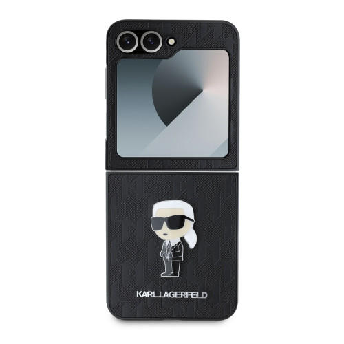 Karl Lagerfeld PU Saffiano Monogram Ikonik Zadní Kryt pro Samsung Galaxy Z Flip6 Black