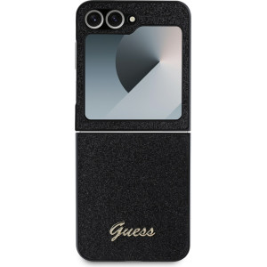 Guess PC/TPU Glitter Flakes Metal Logo Zadní Kryt pro Samsung Galaxy Z Flip6 Black