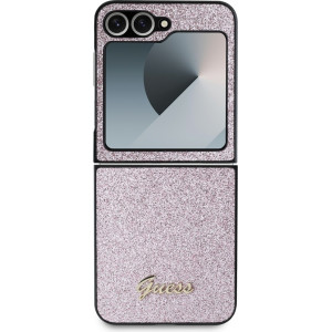 Guess PC/TPU Glitter Flakes Metal Logo Zadní Kryt pro Samsung Galaxy Z Flip6 Pink