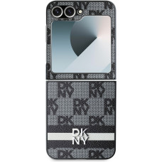 DKNY PU Leather Checkered Pattern and Stripe Zadní Kryt pro Samsung Galaxy Z Flip6 Black