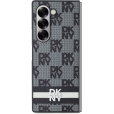 DKNY PU Leather Checkered Pattern and Stripe Zadní Kryt pro Samsung Galaxy Z Fold6 Black