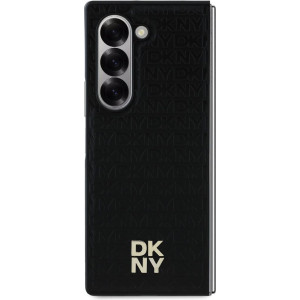 DKNY PU Leather Repeat Pattern Stack Logo MagSafe Zadní Kryt pro Samsung Galaxy Z Fold6 Black