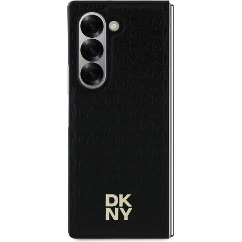 DKNY PU Leather Repeat Pattern Stack Logo MagSafe Zadní Kryt pro Samsung Galaxy Z Fold6 Black