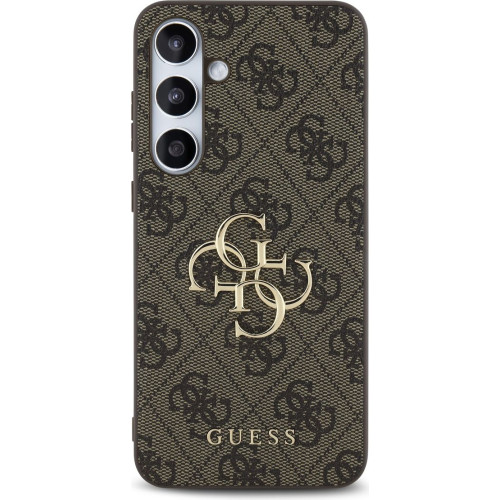 Guess PU 4G Metal Logo Zadní Kryt pro Samsung Galaxy S24 FE Brown