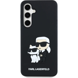 Karl Lagerfeld 3D Rubber Karl and Choupette Zadní Kryt pro Samsung Galaxy S24 FE Black